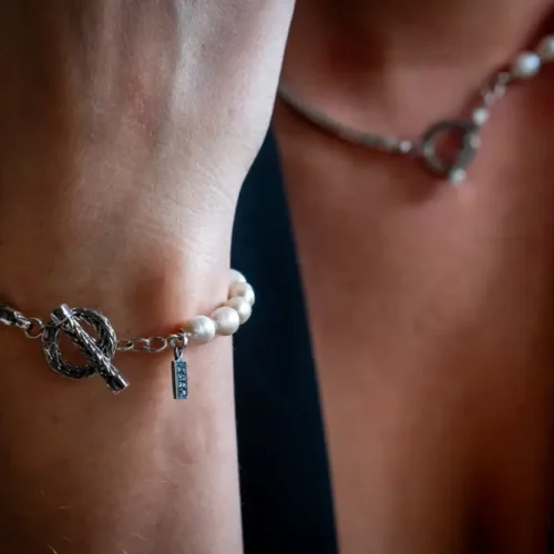 Zilveren dames armband Pearly