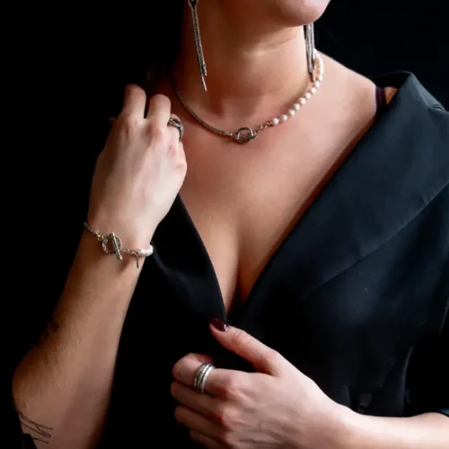 Zilveren ketting Pearly