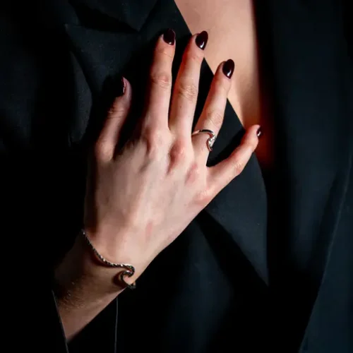 Zilveren dames ring Wave