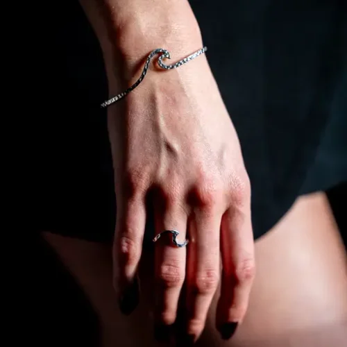 Zilveren dames armband Wave