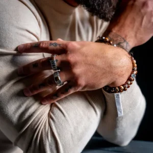 Zilveren dames en heren ring Pride brown