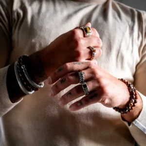 Zilveren dames en heren ring Strong brown