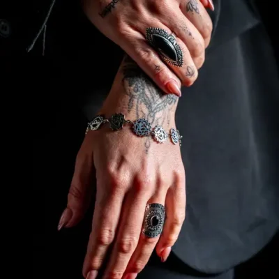 Zilveren dames ring Asma black