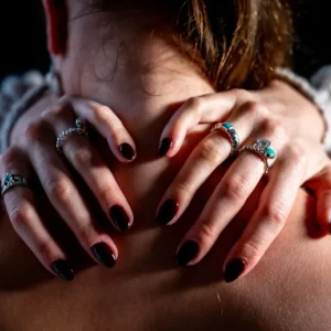 Zilveren dames en heren ring Strong blue smal