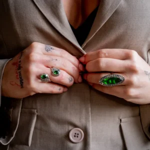 Zilveren dames ring Harmonie green