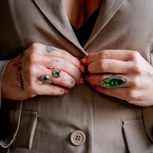 Zilveren dames ring Harmonie green