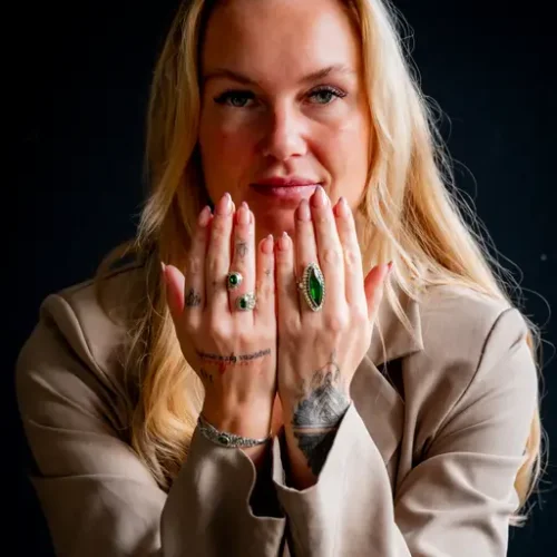 Zilveren dames armband Siti green