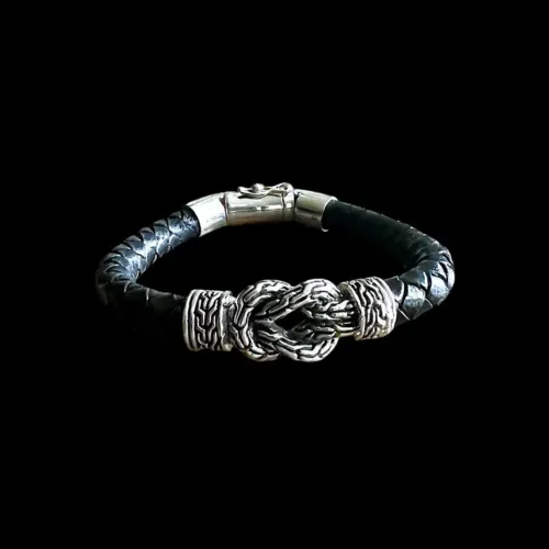 Lederen dames armband Wish knoop
