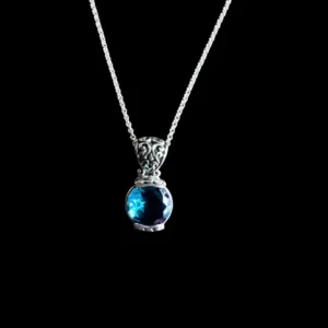 Zilveren dames hanger en ketting AÏda lightblue