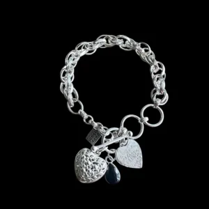 Zilveren dames armband I love you black