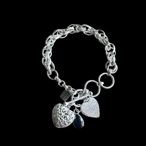 Zilveren dames armband I love you black