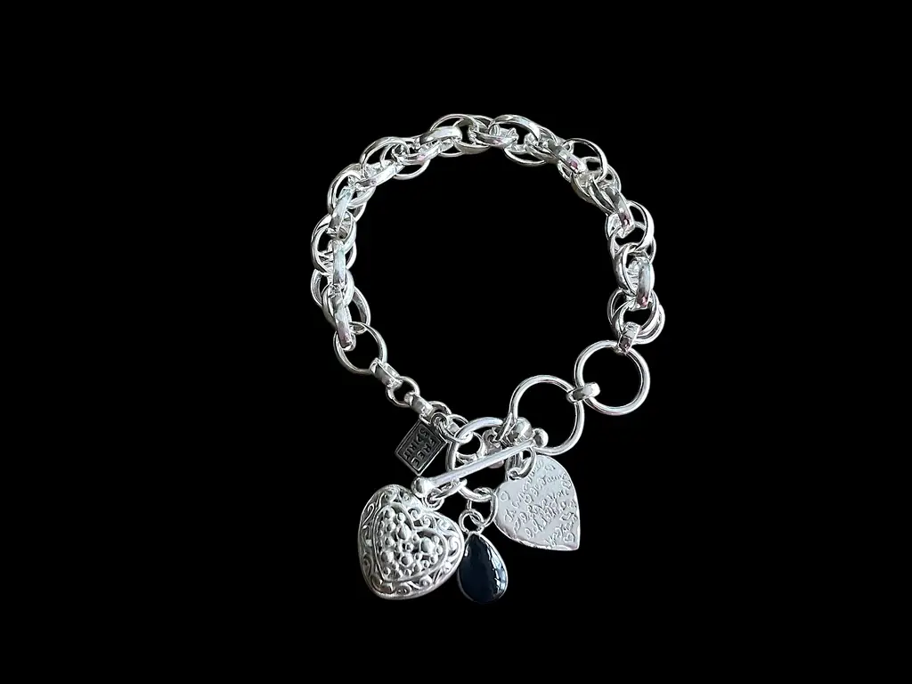 Zilveren dames armband I love you black 1 Zilveren dames armband I love you black