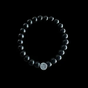 Kralen armband onyx met pentagram bedel