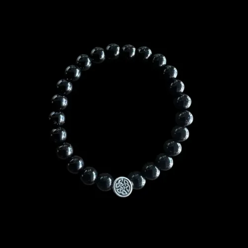 Kralen armband onyx met pentagram bedel