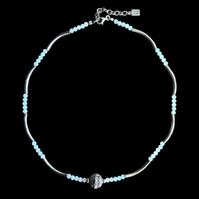 Zilveren ketting Lieve lichtblauw