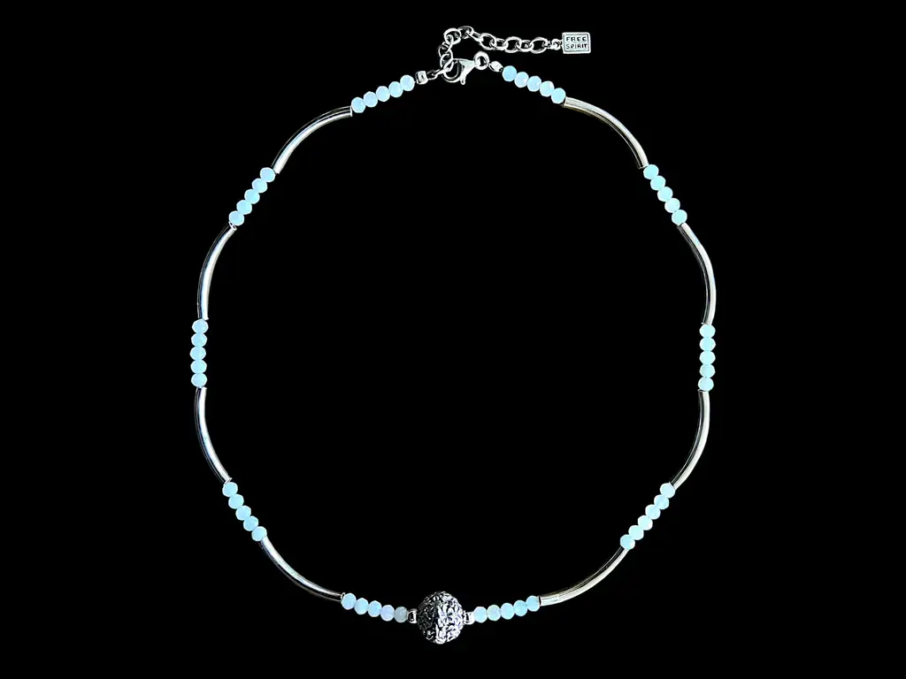 Zilveren ketting Lieve lichtblauw 1 Zilveren ketting Lieve lichtblauw