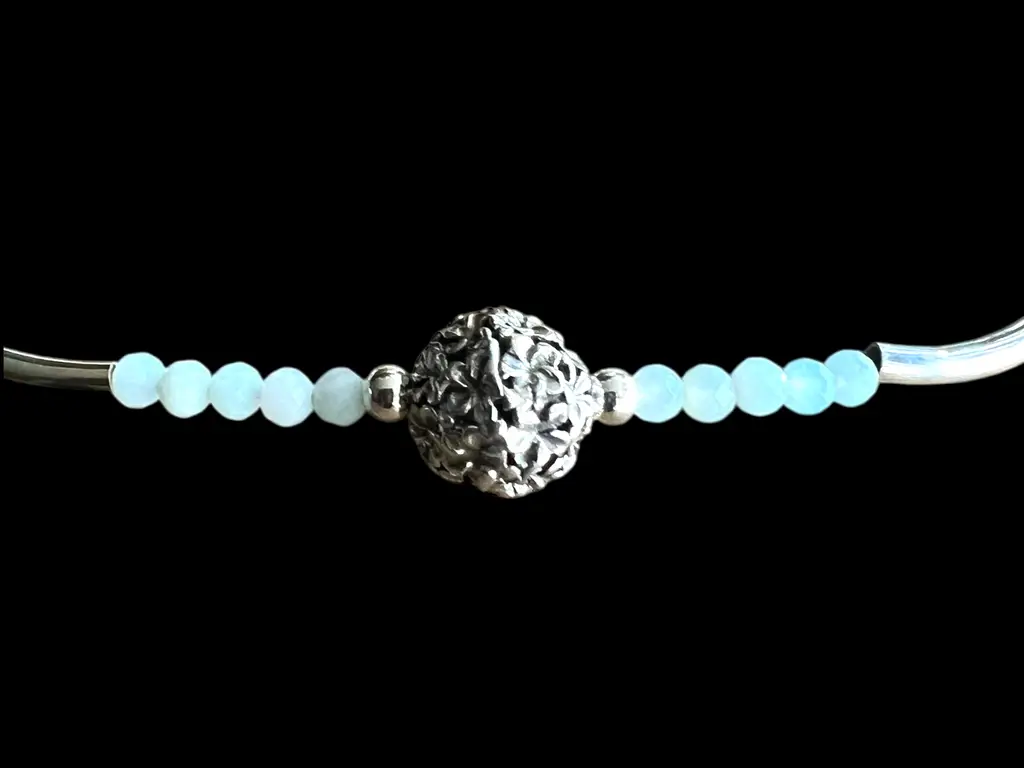 Zilveren ketting Lieve lichtblauw 2 Zilveren ketting Lieve lichtblauw - Afbeelding 2