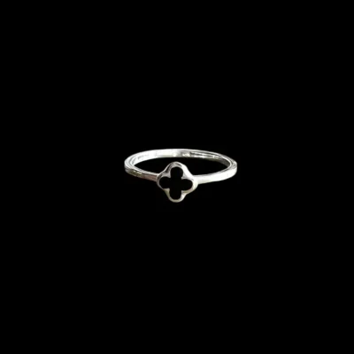 Zilveren dames ring Flower black smal