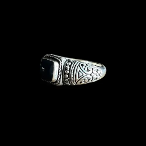 Zilveren dames en heren ring bauke black
