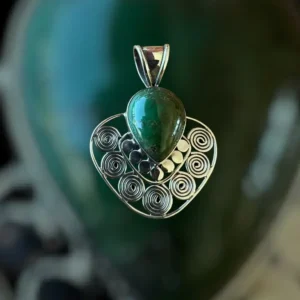 Zilveren hanger Hart green