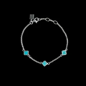 Zilveren dames armband Flower blue