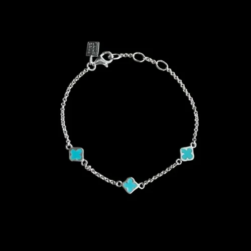 Zilveren dames armband Flower blue