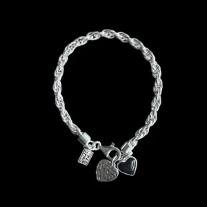 Zilveren dames armband Amor black