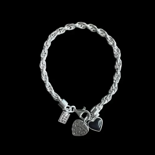 Zilveren dames armband Amor black