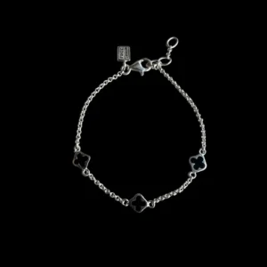 Zilveren dames armband Flower black