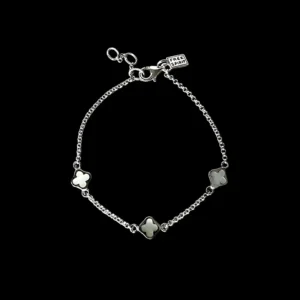 Zilveren dames armband Flower white