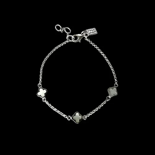 Zilveren dames armband Flower white