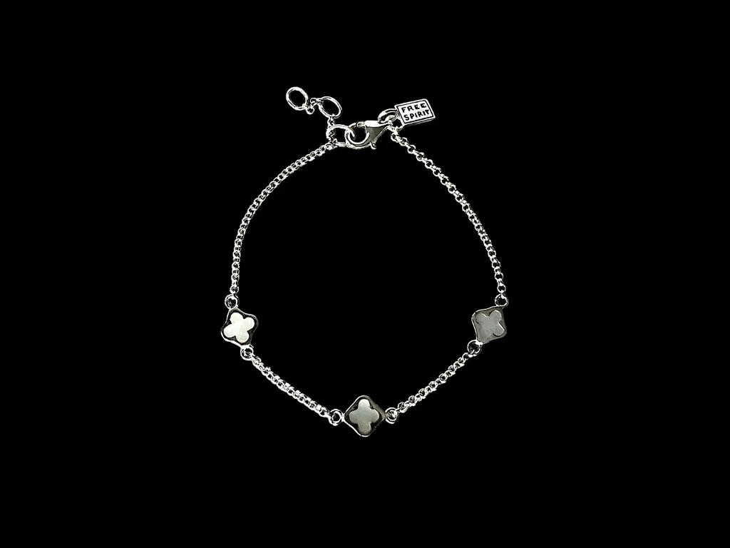 Zilveren dames armband Flower white 1 Zilveren dames armband Flower white