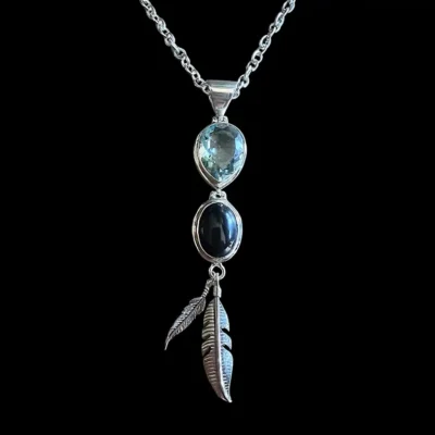 Zilveren hanger Indian feather