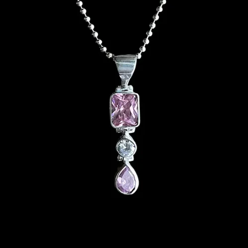 Zilveren hanger Pink