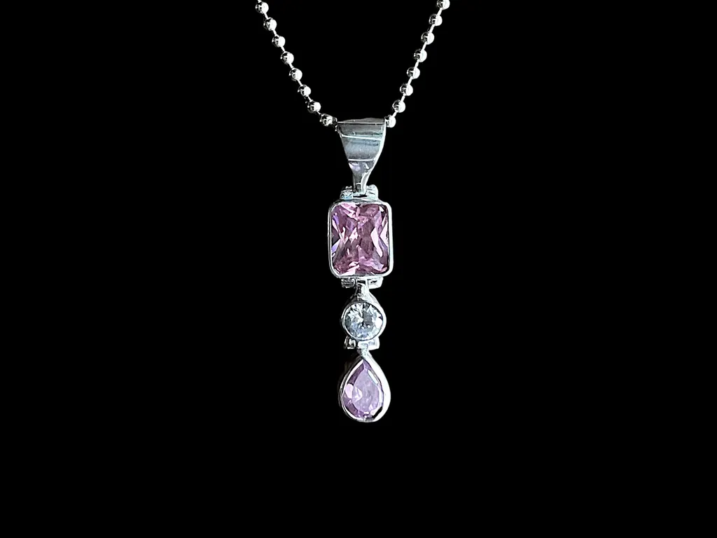 Zilveren hanger Pink 1 Zilveren hanger Pink