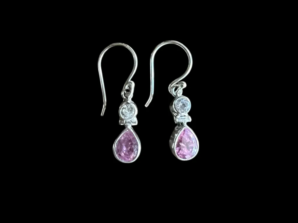 Zilveren oorbellen Pink 1 Zilveren oorbellen Pink