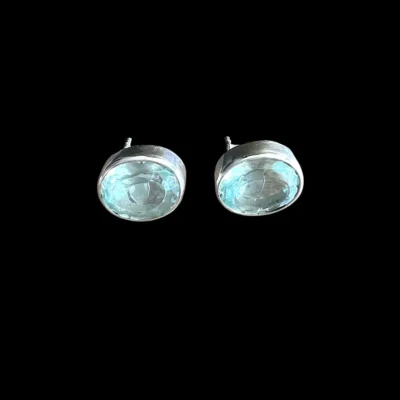 Zilveren oorbellen Merah Solo Light blue