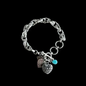 Zilveren dames armband I love you blue