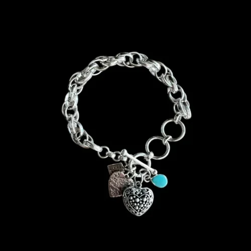 Zilveren dames armband I love you blue