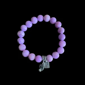 Kralen armband Jade paars met indianen veer