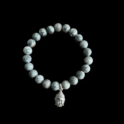 Kralenarmband Grijs met buddha