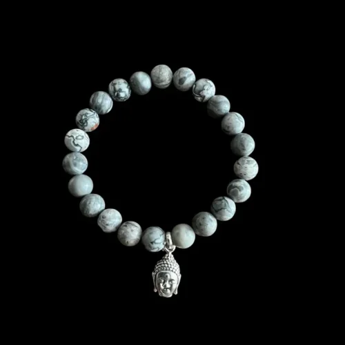 Kralenarmband Grijs met buddha