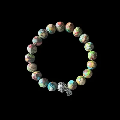 Kralen armband zeesediment mix 1 met zilveren geluksbal
