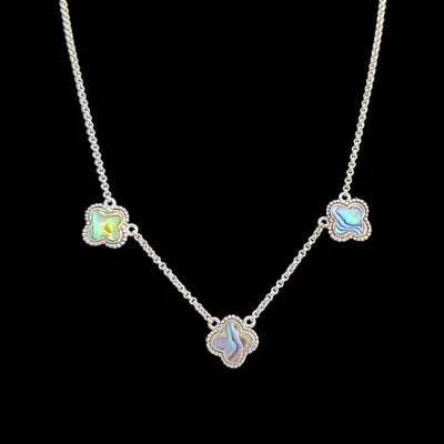 Zilveren ketting Flower multicolour