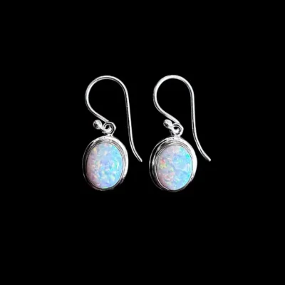 Zilveren oorbellen Opal
