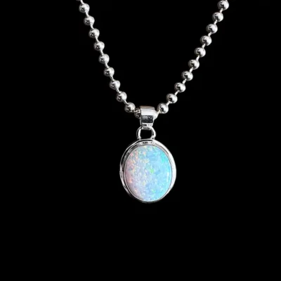 Zilveren hanger Opal