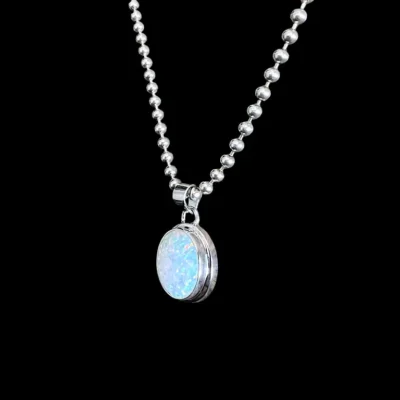 Zilveren hanger Opal