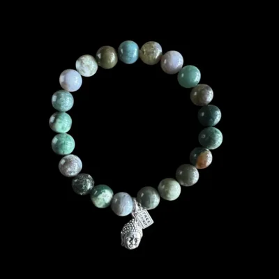 Kralen armband Indiase agaat met zen buddha hoofdje
