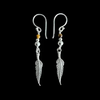 Zilveren oorbellen Indian dream met tiger eye steentje