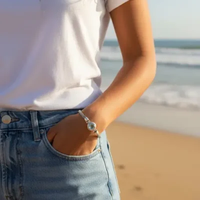 Zilveren dames armband Evita lightblue